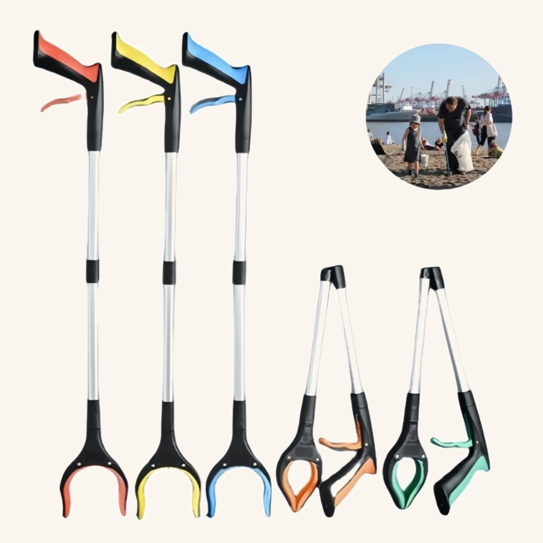 Foldable reacher grabber tool