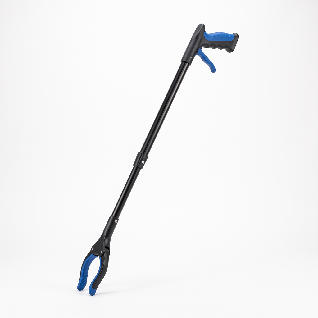 Foldable Reacher Grabber Tool shown unfolded at full length