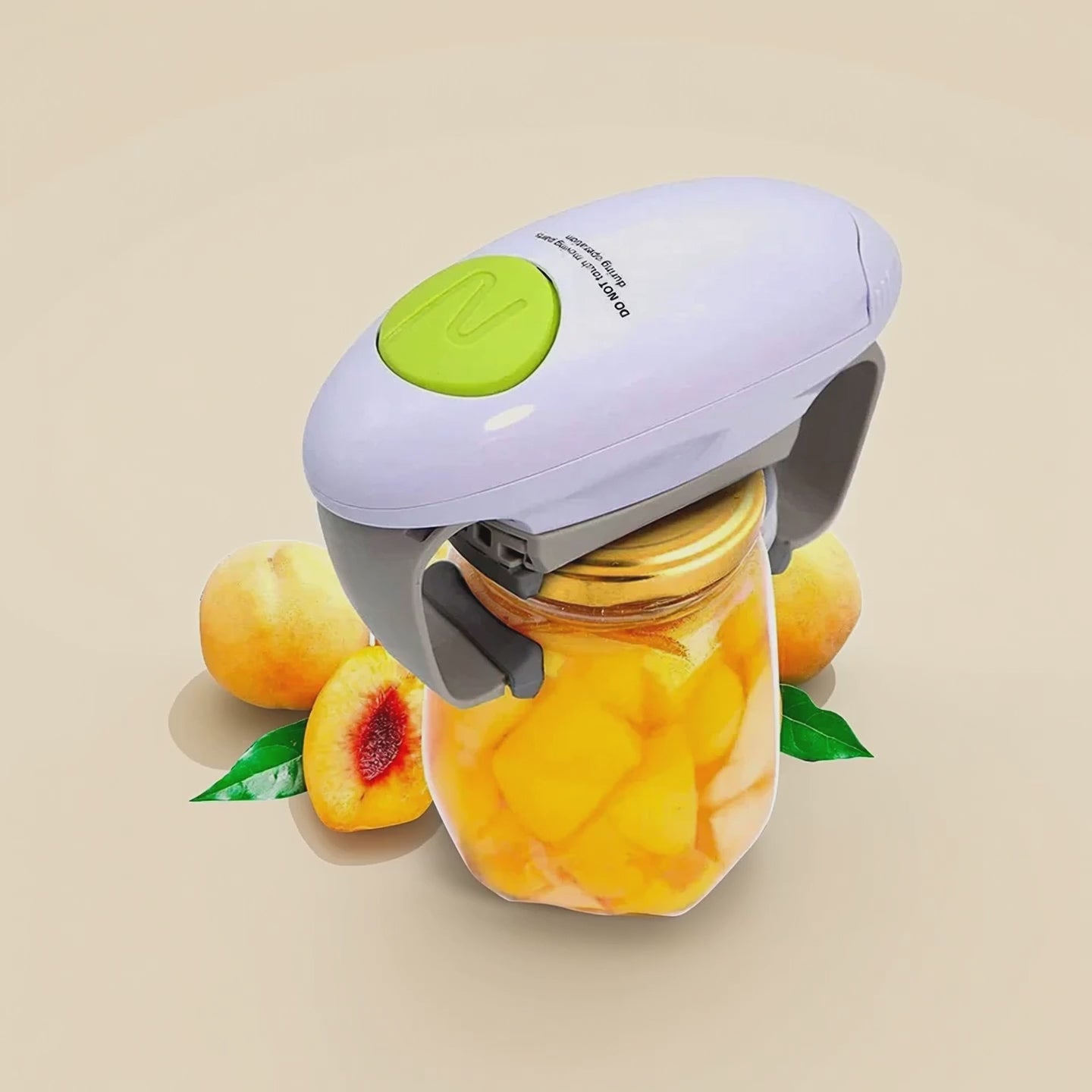 Demo: the one-touch opener grips and twists the jar lid open by itself